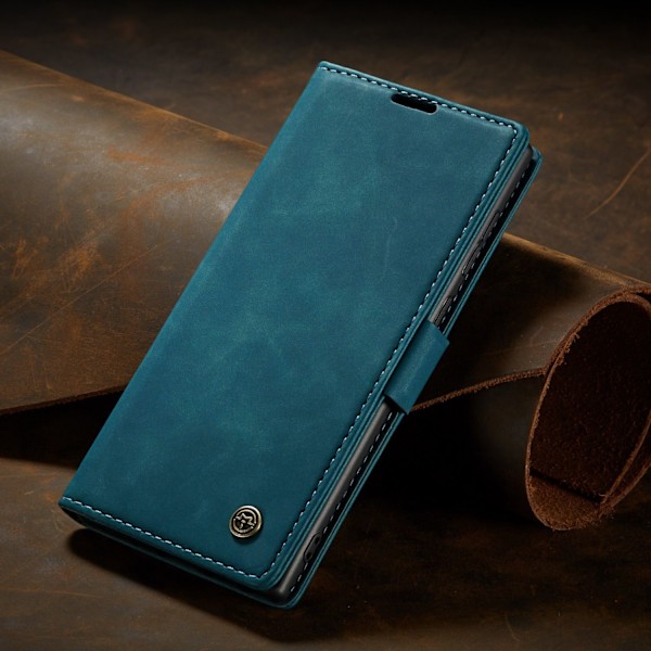 Etui til iPhone 14 ProMax blå Flip Wallet med kortholder