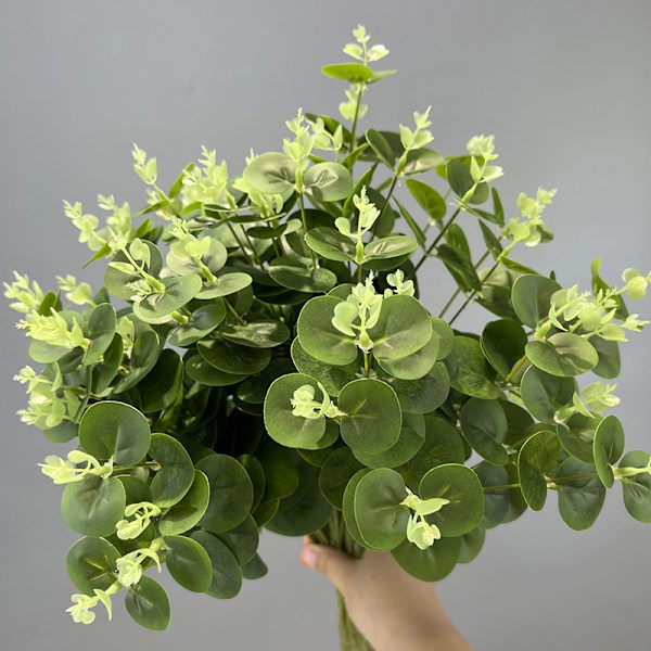 3D-tulostettu 16-lehtinen eukalyptusrahapuu kodin sisustukseen Bundle of 16 money leaves dark green