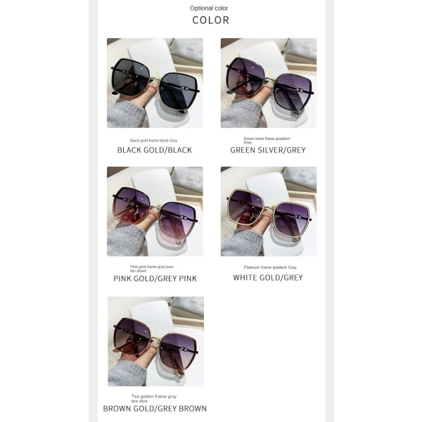 Koreansk stil utomhus Street Shot Fashionabla solglasögon UV-säkra solglasögon White circle frame gradient Gray
