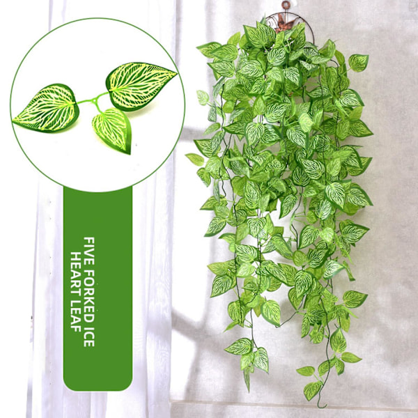 1 Bukett Kunstig Plante Ser Ut Som 5 Greners Simulering Grønn Scindapsus Cirrus Plante Hjemmeinnredning F