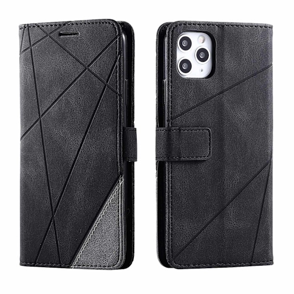 Etui til iPhone 13 sort Soft-Touch Mixed Media Wallet med kortholder Flip Magnetisk