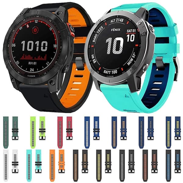 Midnattsblå   Vit Midnattsblå   Vit Silikon Armbandsrem kompatibel med Garmin Approach S62