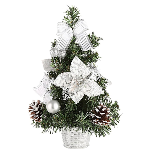 Kunstig juletre 3D Fargerikt DIY Skinnende Lite Juletre Juleutstyr Silver