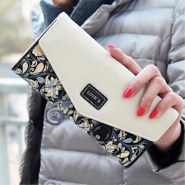 Fashion Damer Læder Clutch Taske Pung Lang Tegneseriepung Møntpung