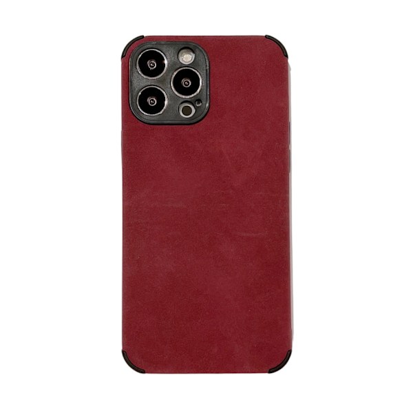 Fodral för iPhone 15plus [Röd] Mockaläderhörn för att förhindra fall, lädertextur, dammtätt, matt helkroppsskydd