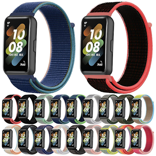 Pink Sand Pink Sand Nylon Loop Spænde Urrem kompatibel med Huawei Band 7