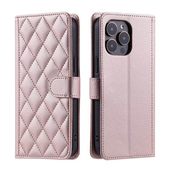 iPhone 16 Pro -kotelo, ruusukulta, ins crossbody -timanttilompakko korttipidikkeellä ja läpällä
