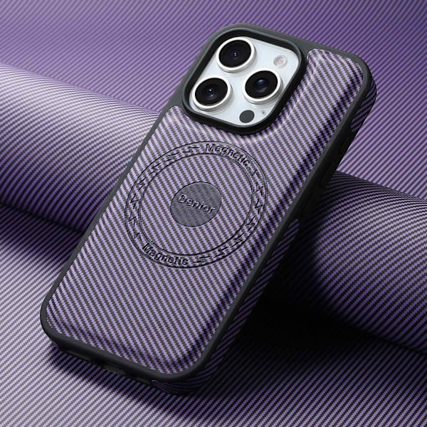 Fodral för iPhone 16 Plus Lila läder Magnetiskt bilstativ