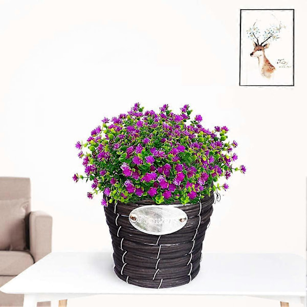 Kunstige blomster, falske UV-bestandige buksbom busker, kunstige plastplanter Fushia 24