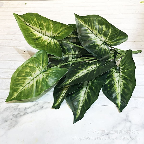 Konstgjorda Växter Grönska Krukväxter Väggdekorationer 12-Pack Taro Blad Calathea 12 taro leaves white and green