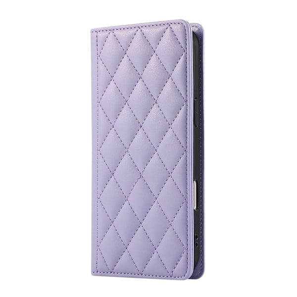Etui til iPhone 16 Lilla Udenlandsk version af magnetisk ins kort holder diamant Wallet med kortholder Flip
