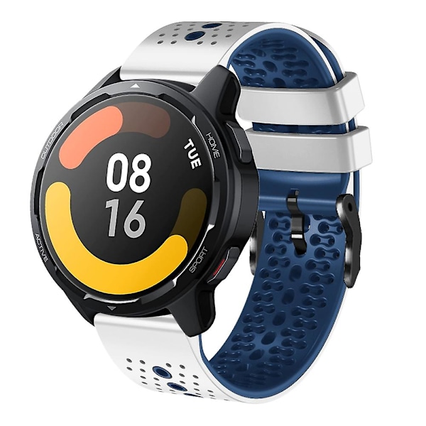 Hvid Blå Hvid Blå Tofarvet Silikone Urrem kompatibel med Xiaomi MI Watch S1 Active