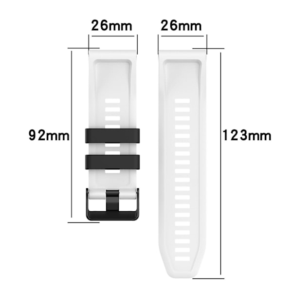 Valkoinen musta Valkoinen musta 22mm Kellon ranneke, yhteensopiva Garmin Fenix 5:n kanssa