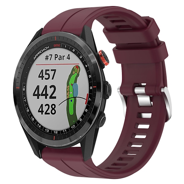 Burgunder Burgunder Silikon Klokkereim kompatibel med Garmin Approach S62