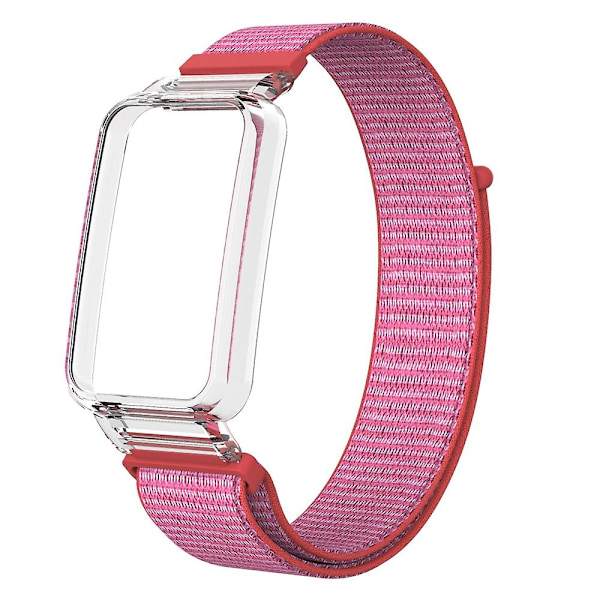 Brilliant Pink Brilliant Pink PC-etui + Nylon Loop-rem kompatibel med Xiaomi Mi Band 7 Pro