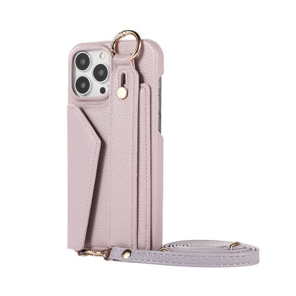 Etui til iPhone 13 Pro (Lys lilla) håndleddsmyntveske Håndleddssteinlommebok med kortholder
