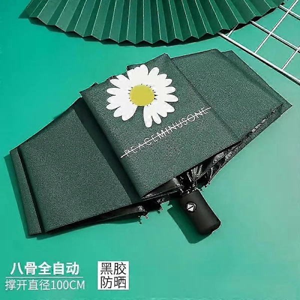 Moderigtig Bærbar Foldbar Automatisk Paraply Anti UV Regn Sol Paraply Vindtæt Kvinder Mænd Børn Parasol Paraply automatic green 2