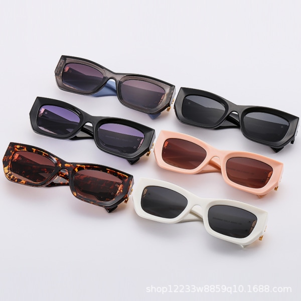 Mode Solglasögon med breda ben UV-skydd Personlighet Solglasögon med liten ram Kvinnor High-End Sense Pink frame gradient tea
