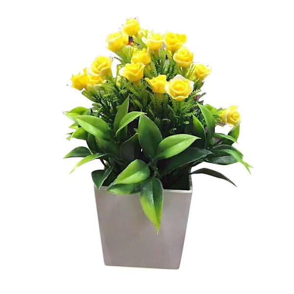 Konstgjord Blomma Delikat Miljövänlig Plast Mini Falska Krukväxter för Hemmet Yellow
