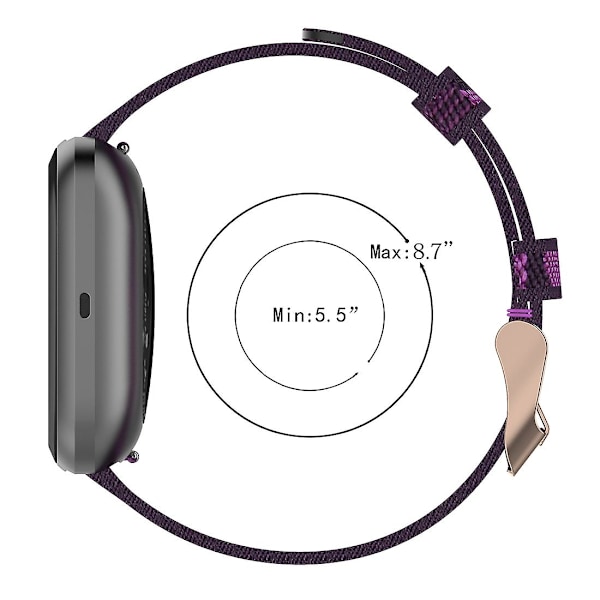 Sininen raidallinen kudottu nylonranneke, yhteensopiva Fitbit Versa 2:n, Fitbit Versan, Fitbit Versa Liten ja Fitbit Blazen kanssa