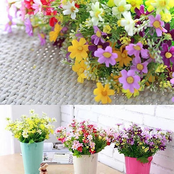 1 Buket 28 Hoveder Kunstig Tusindfryd Kunstig Silkeblomst Hjem Bryllupsdekoration Green