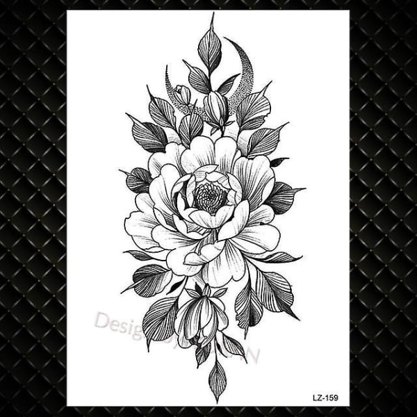 Kvinnor Big Arm Owl Fake Temporary Tattoo - M ala Flower India Tattoo Stickers GLZ159