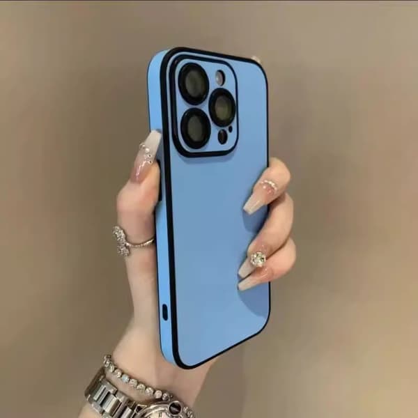 Fodral för iPhone 13 Pro Max Skin Feel Lädertextur Blå Noz28758