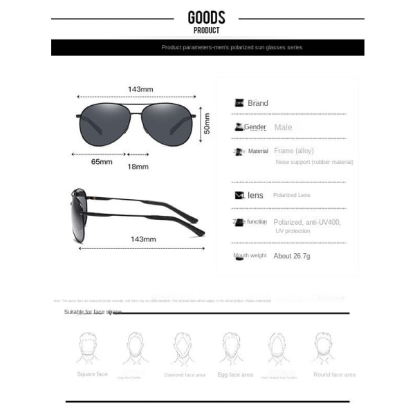 Solglasögon Day Night Vision Dual-Use Polarized Glasögon Män Polarized Solglasögon Färgförändring Aviator Solglasögon Driver Black Frame gray piece