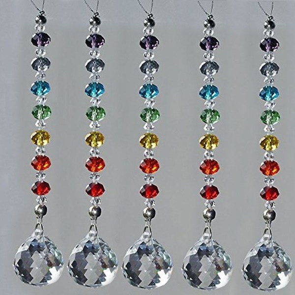 Crystal Prism Ball Chakra Beads Str -rondelle Hängande 30mm Ball