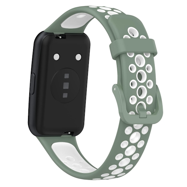 Ljusgrön Vit Ljusgrön Vit Andningsbar Silikonklockarmband kompatibelt med Huawei Band 7 / 7 Nfc