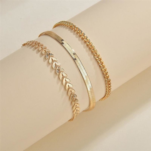 Guld Snake Chain ankel armband kvinnliga fot smycken E