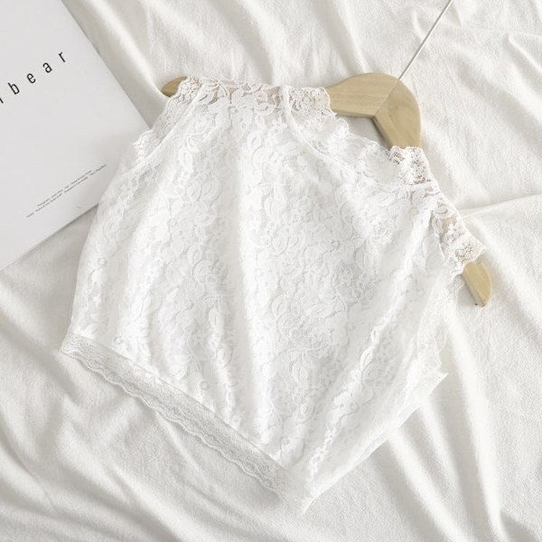 Dame falsk krage Avtakbar halv skjorte Dekorativ St Blonde W White (L size) thin (elastic collar)