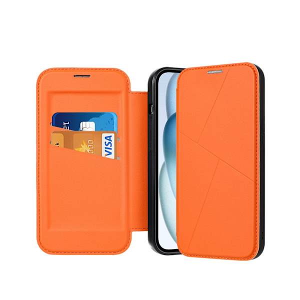 Etui til iPhone 16 6.1\" Danxia Orange Wallet med kortholder magnetisk flip