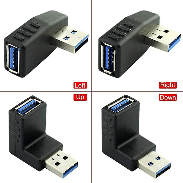 Nya 4st USB 3.0 adapterkopplingar 90 graders hane till hona USB kontakt