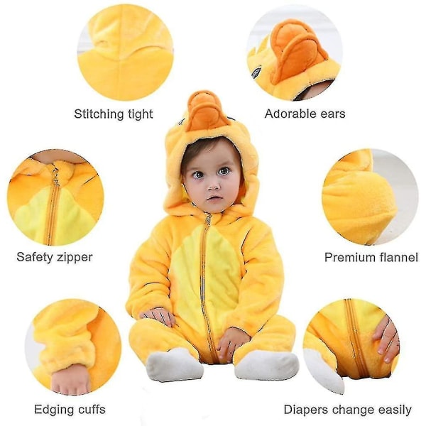 Ny unisex baby Vinter Höst Flanell Huva Romper Cosplay Duck 100CM