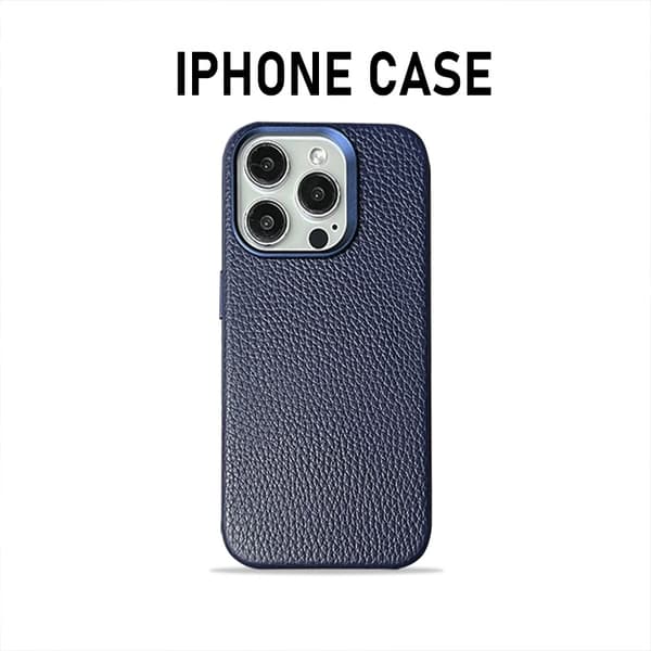 Etui til iPhone 16Pro safir Magnetisk Full-Body lær Pebbled