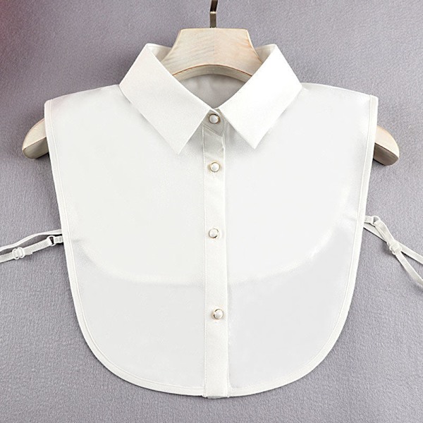 Dame falsk krage Avtakbar krage Allsidig skjerf nakkebeskyttelse Chiffon pearl buckle White