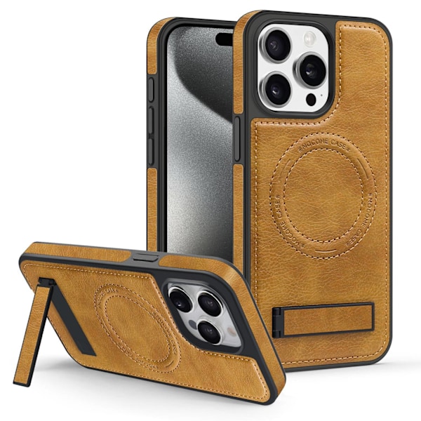 Etui til iPhone 14 brunt læder Magnetisk Full-Body stativ