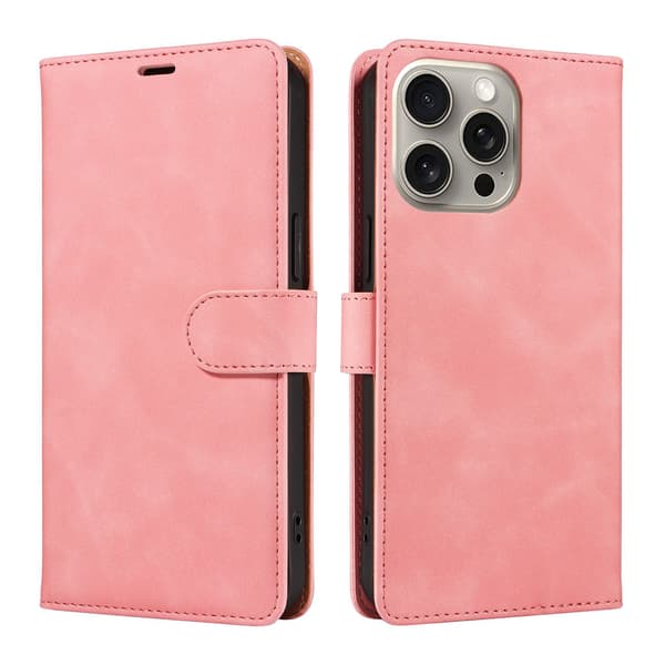 Etui til iPhone 15 Pro 6.1 pink RFID-blokerende flip