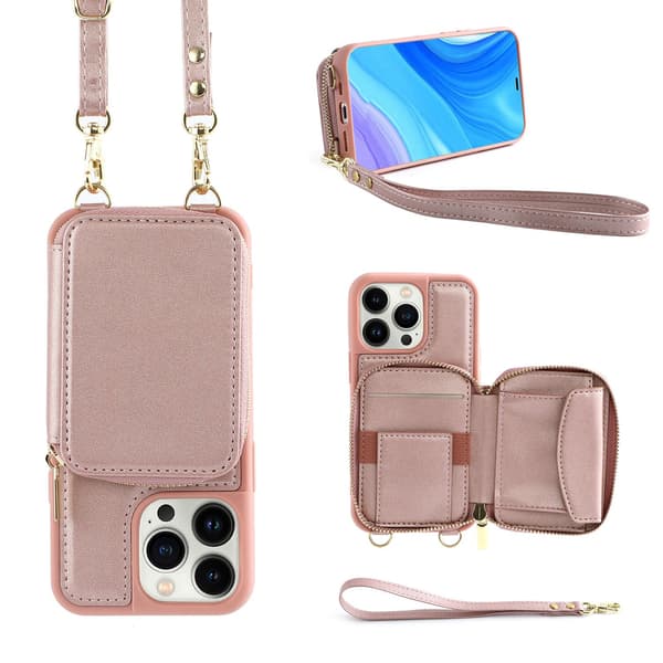 Fodral för iPhone 14 Plus Roséguld [multifunktionellt plånboksfodral] Plånbok med korthållare
