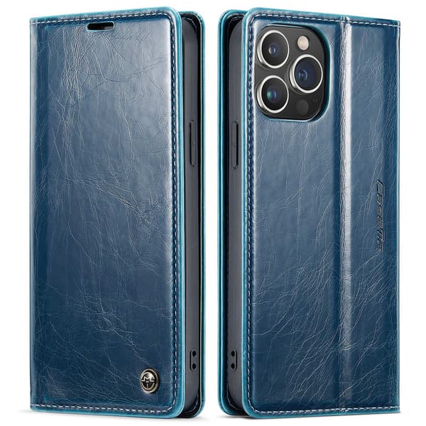 Etui til iPhone 14 Plus blå Vintage Slitt Lommebok med Kortholder Flip
