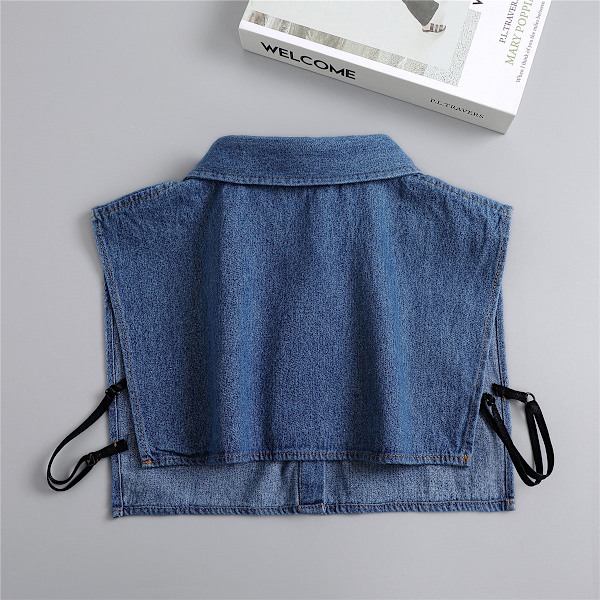 Naisten tekoviulus irrotettava puuvillainen denim-paita Detacha Dark blue denim