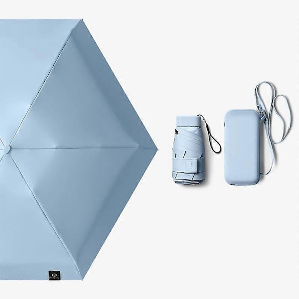Flad Letvægts Solparaply Regn Dame Paraply Foldbar Solparaply Mini Paraply Lille Størrelse Blue