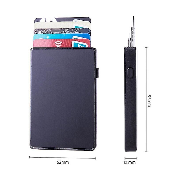 Mote Pop Up Trykknapp Bank Kredittkort Etui Holder Slank Smart Kortlommebok Rfid Tynn Smart Metall Lommebok For Menn Kvinner Ny|kort Silver