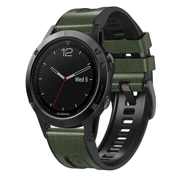 Armégrön Armégrön Silikon + Läder Snabbfäste Klockarmband