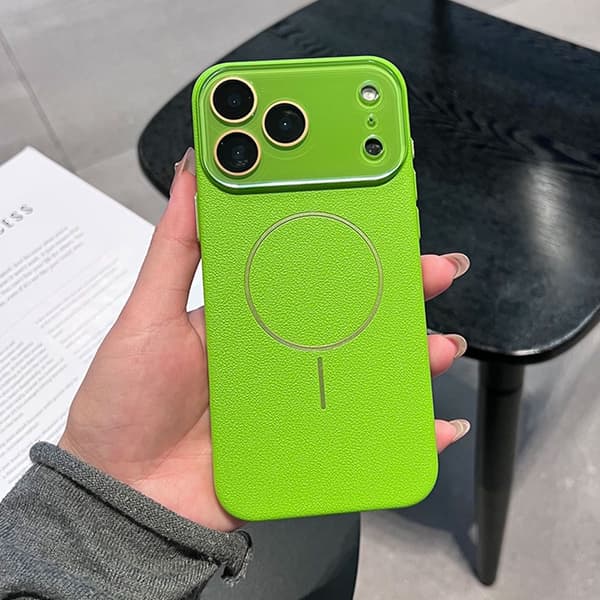 Fodral till iPhone 15 Pro Magnetisk Lädertextur Grön Noz24854