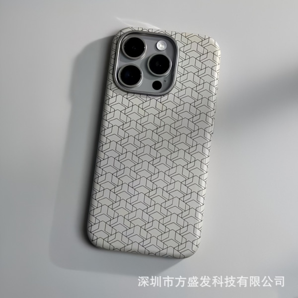 Etui til iPhone 16 Plus Grå (magnetisk) Geometrisk fargesjekk skinn Magnetisk trepakning