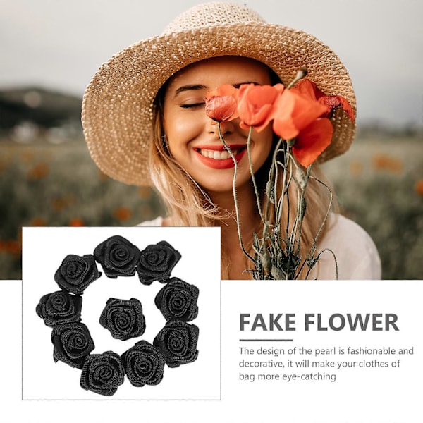 50 stk. falske blomsterdekorationer, tøjtilbehør, syblomster, hårnåle, rosenmaterialer