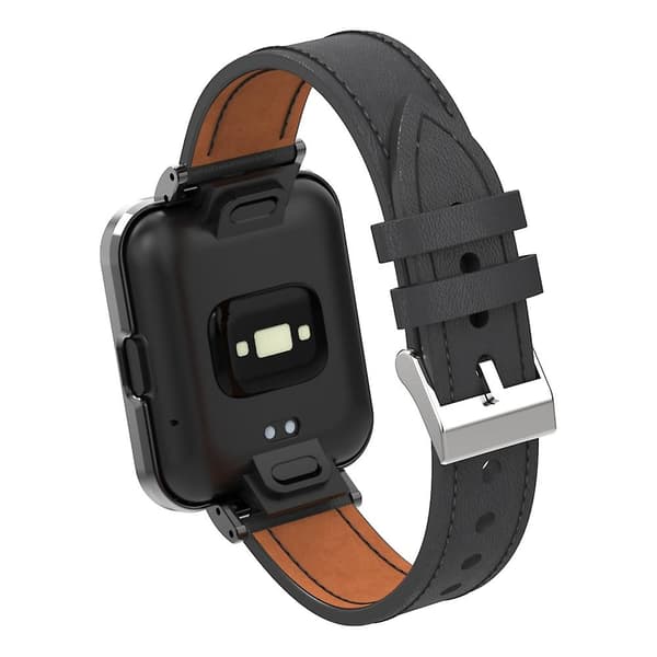 Sort Sort Læder Urrem kompatibel med Xiaomi Redmi Watch 2