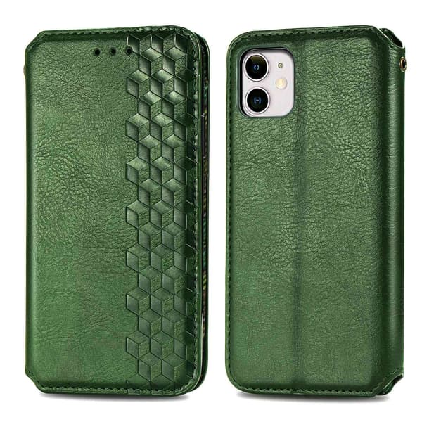 Etui til iPhone 13 Pro Max 6.7 Apple Grøn Flip Magnetisk Tegnebog med Kortholder 3D